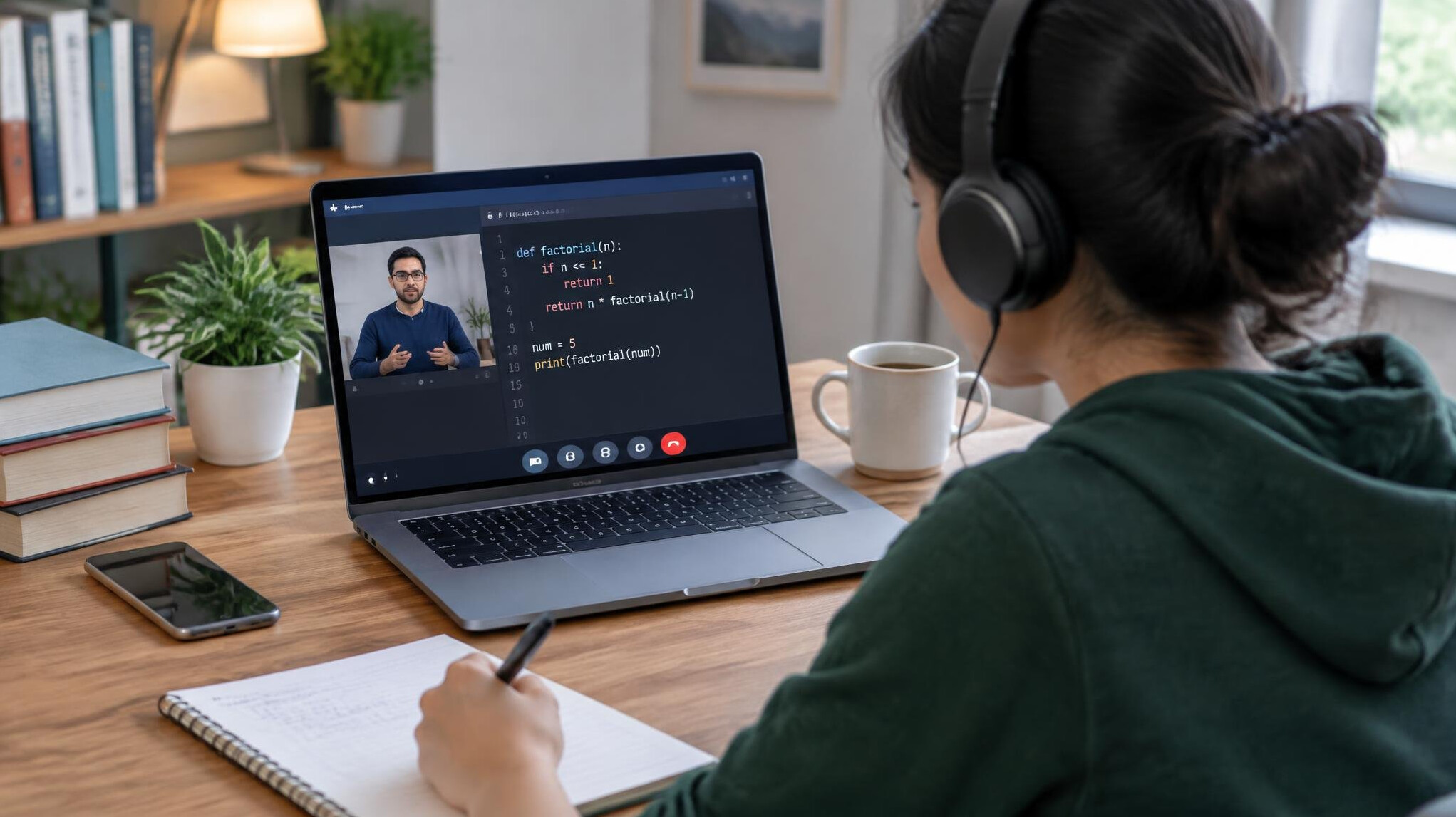 person studying online