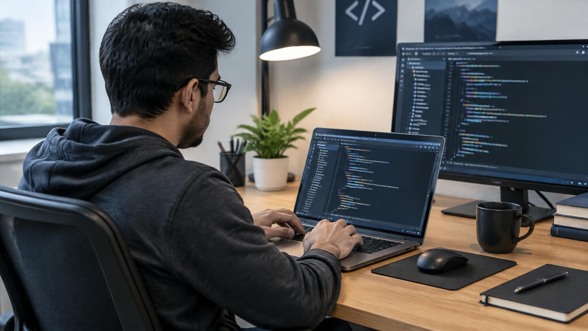 programmer working on laptop