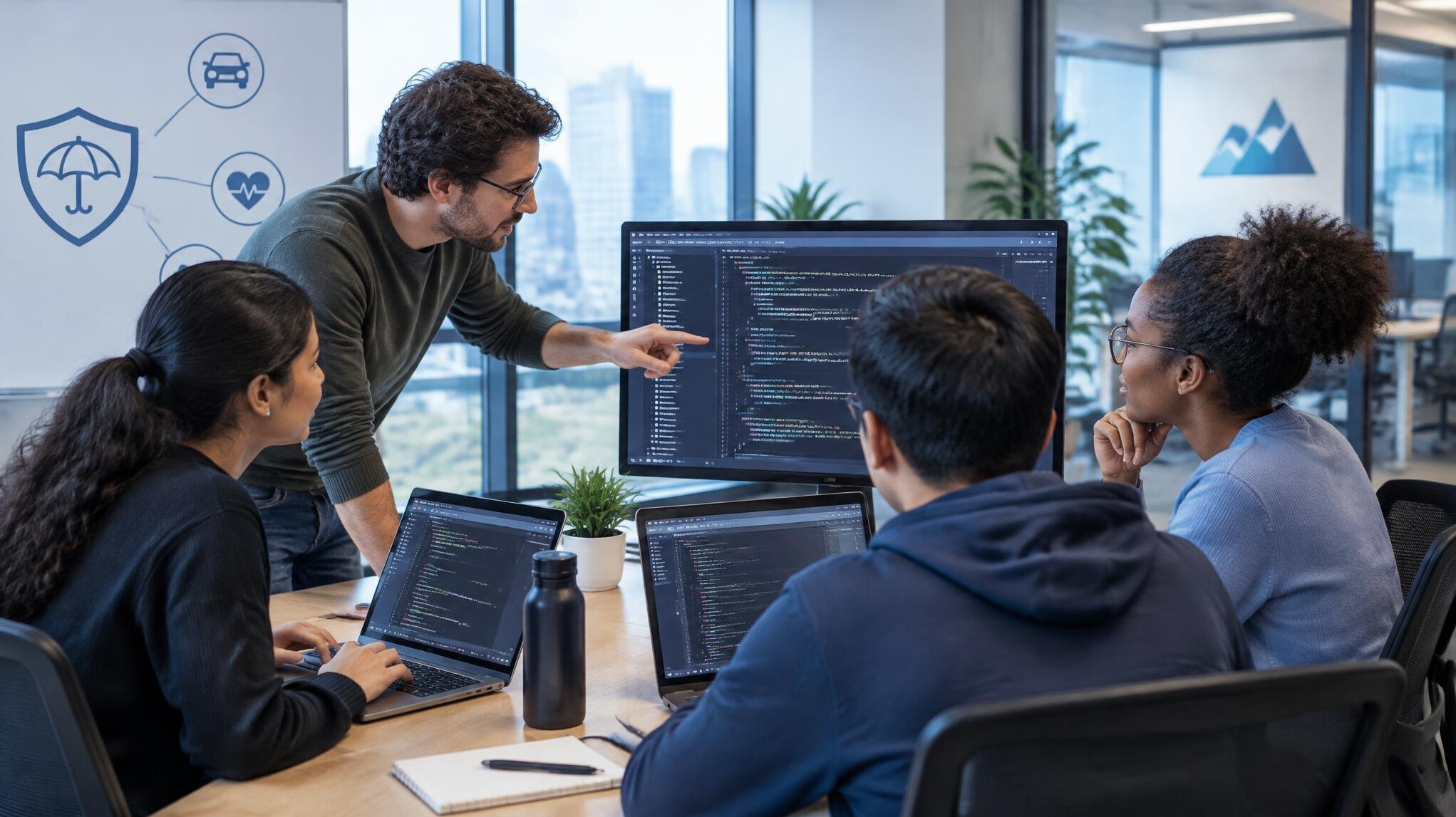 team discussing code
